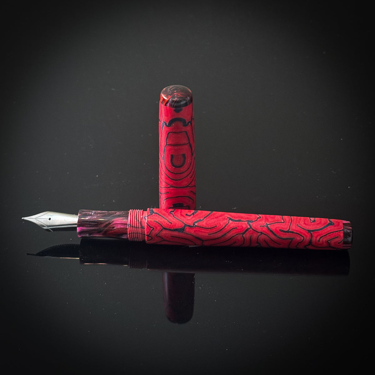 Red and Black CrazyFiber Slim Westwood Model - Jowo Nib